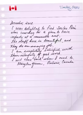 testimonials_25 Smiles Peru Dental Dentist Testimonials Review
