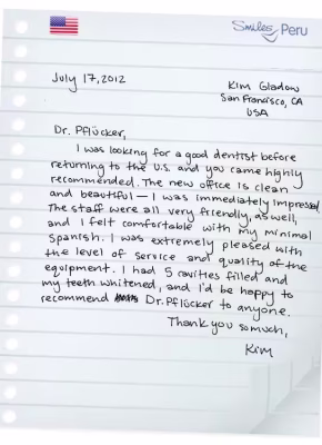 testimonials_26 Smiles Peru Dental Dentist Testimonials Review