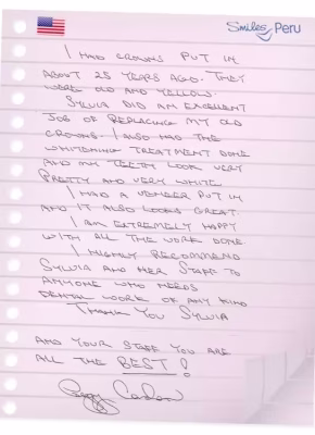 testimonials_28 Smiles Peru Dental Dentist Testimonials Review