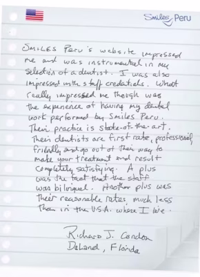 testimonials_30 Smiles Peru Dental Dentist Testimonials Review