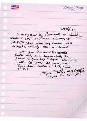testimonials_31 Smiles Peru Dental Dentist Testimonials Review